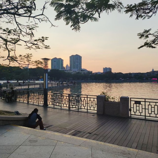 星湖的日落，绝美啊❤️